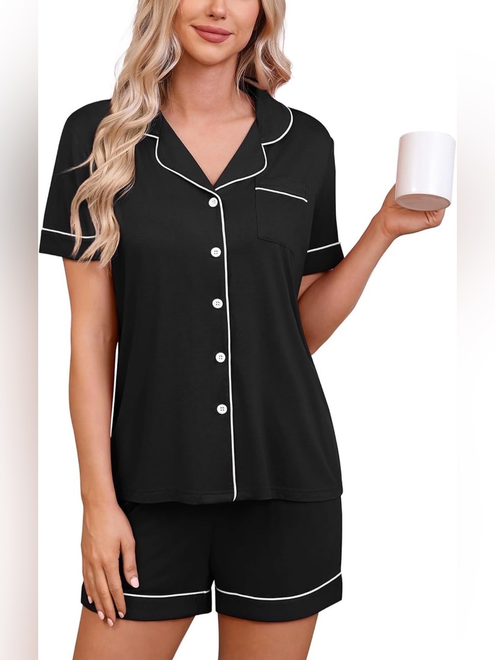 0111: Pajama Sets for Women 2 Piece PJ Sets Short Sleeve with Shorter Lounge Set